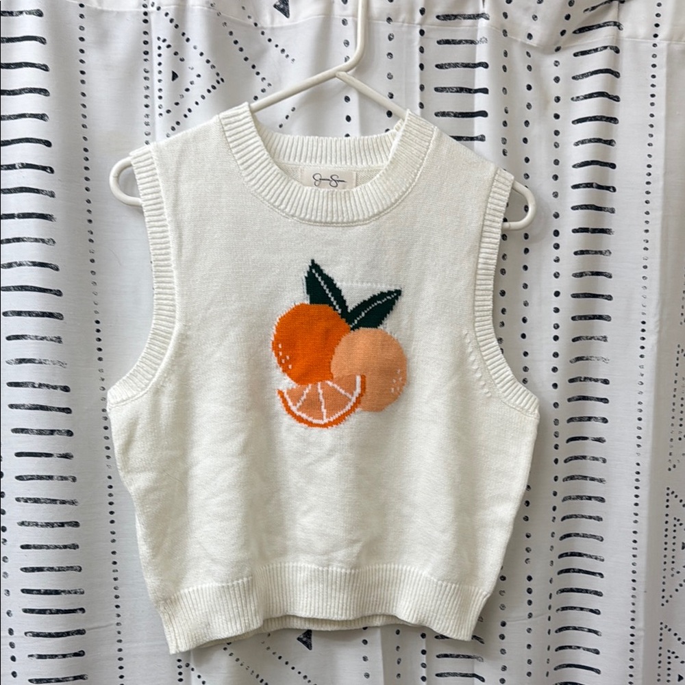 Jessica Simpson Cream Tank Top with Orange Graphic